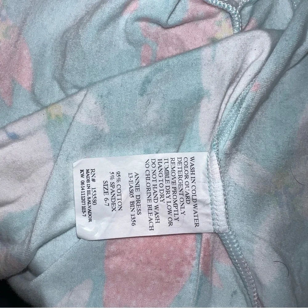 Eleanor Rose 6/7 Aqua Bunny Print Short Sleeve Easter Dress